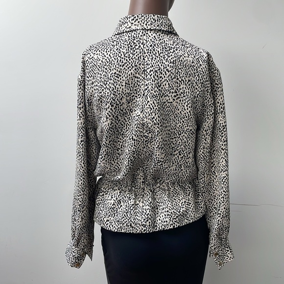 Club Monaco Leopard Varsity Spring Jacket Waist Tie Animal Blazer Zip Up XS - Picture 8 of 14